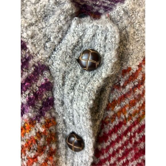 Appleseed sweater cardigan small color block Big Buttons - Picture 2 of 8